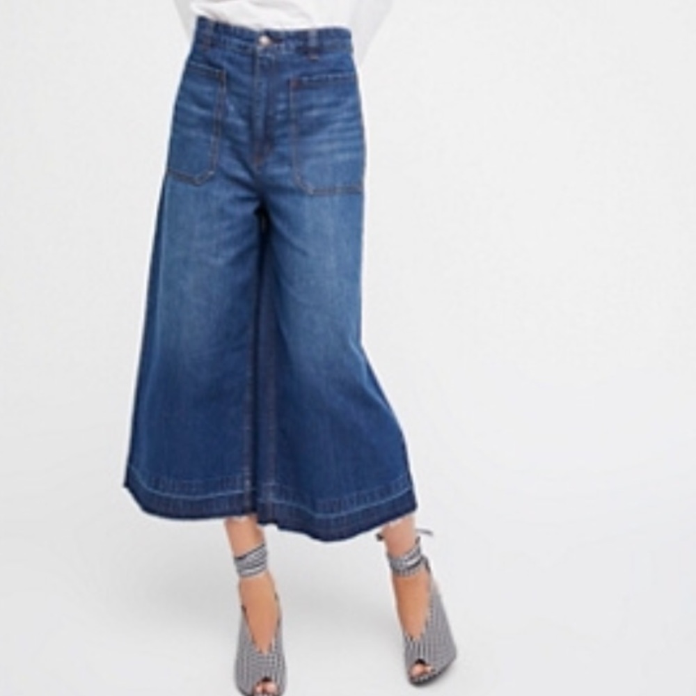 Free People Dawn To Dusk Cropped Wide-Leg